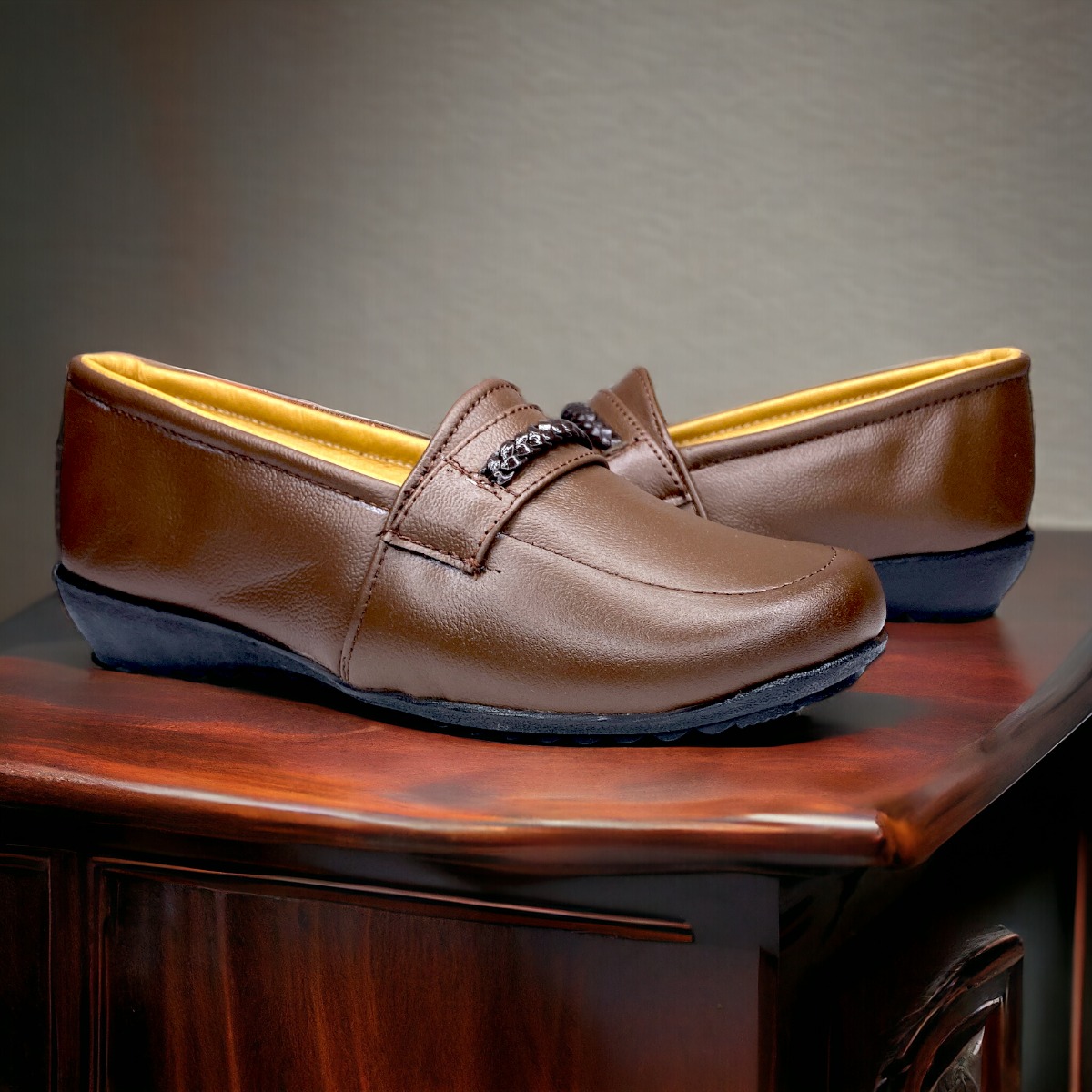 Zapato Cómodo Dama Pie Diabético O Delicado, Piel Flats Cafe LAS CUATAS.