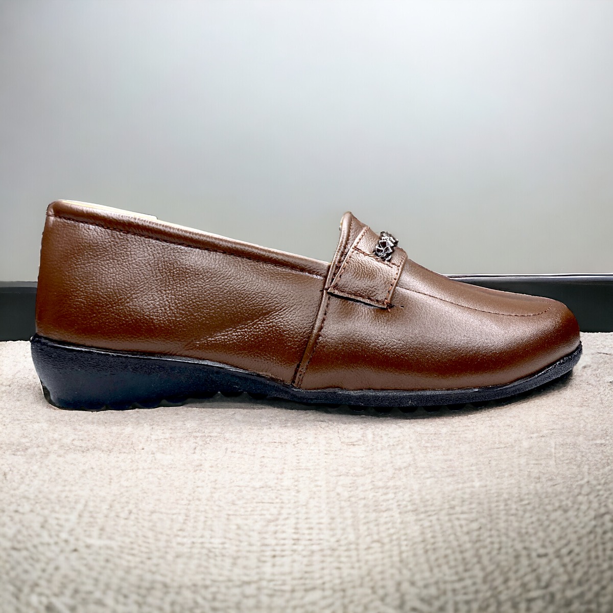 Zapato Cómodo Dama Pie Diabético O Delicado, Piel Flats Cafe LAS CUATAS.