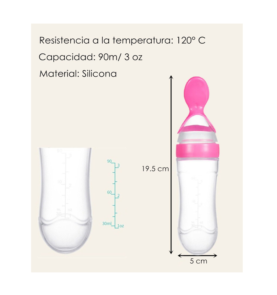 Chupón Alimentador Fruta Y Biberón Cuchara Para Papilla Bebe rosa.