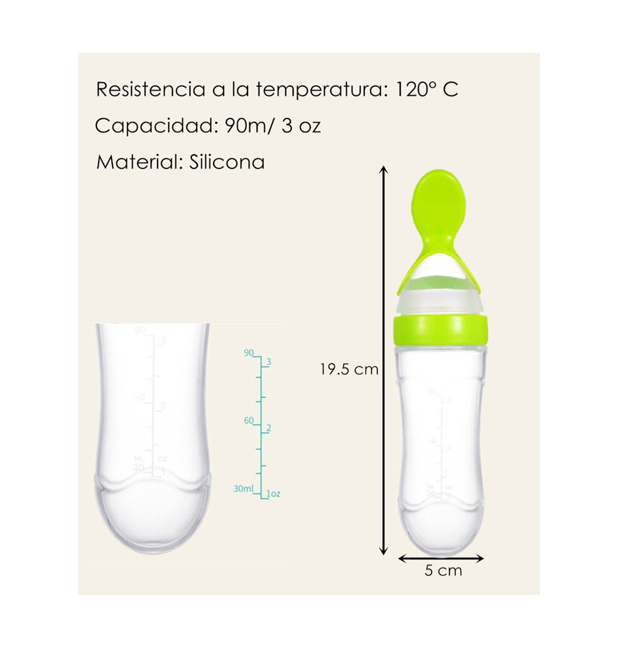 Chupón Alimentador Fruta Y Biberón Cuchara Para Papilla Bebe verde.