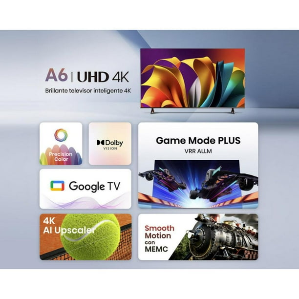 Pantalla 85" Smart TV 85A6N UHD Google tv Hisense.