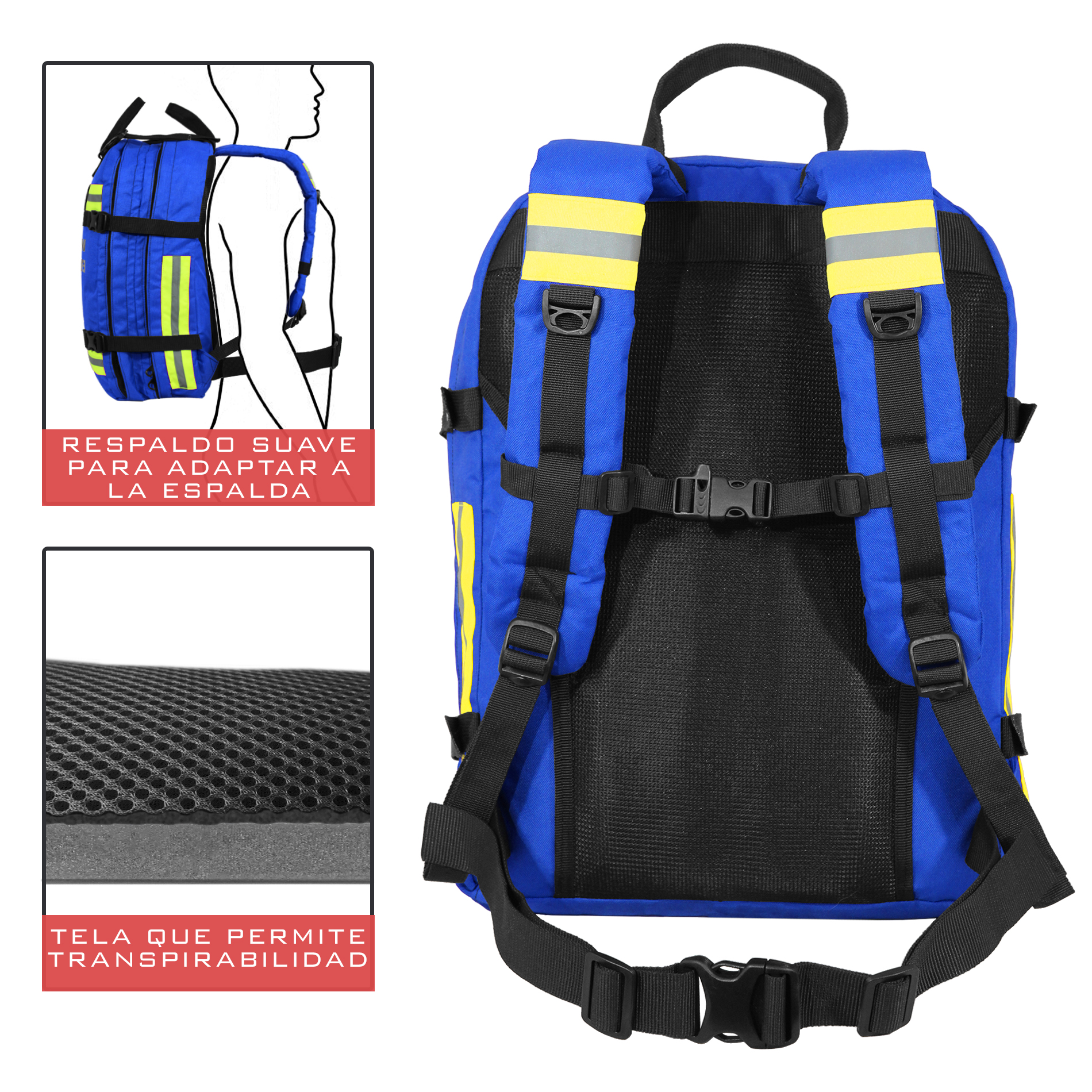 Mochila de Emergencias Botiquín Primeros Auxilios | Paramédico, Deportivo, Hogar, Oficina, Escuela | Color Azul con Negro | Artical 5