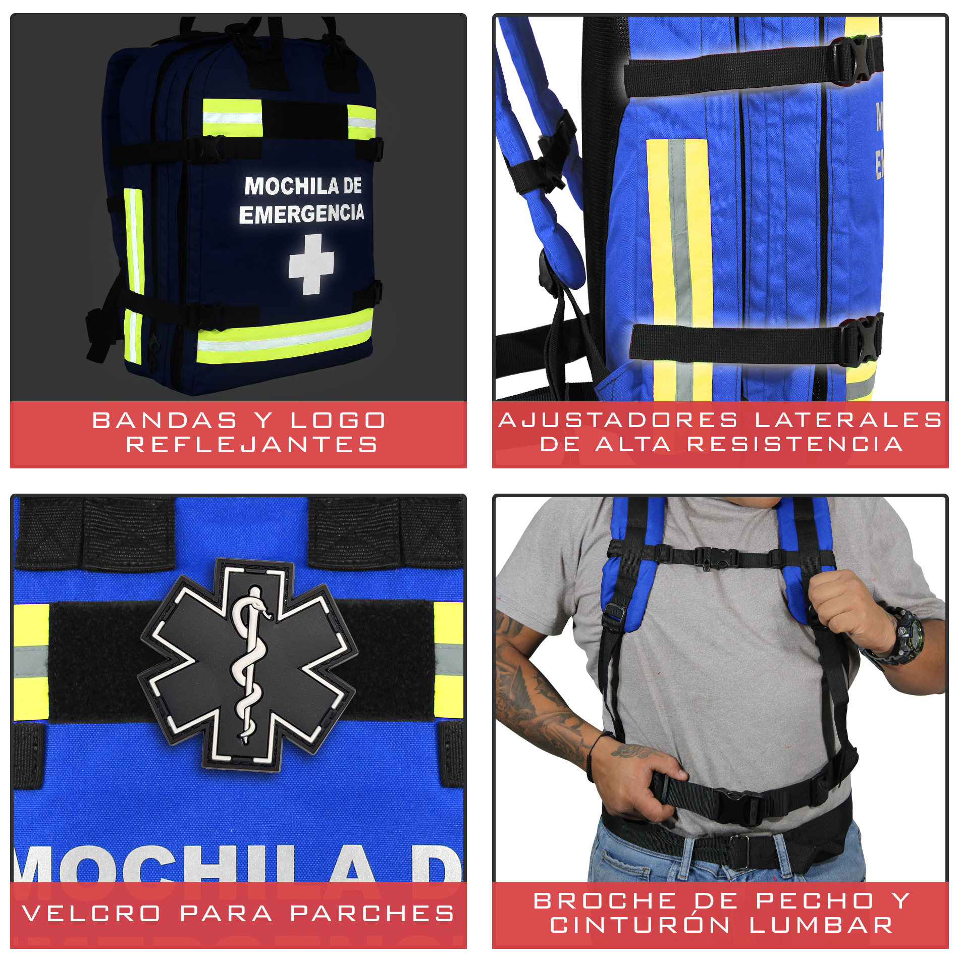 Mochila de Emergencias Botiquín Primeros Auxilios | Paramédico, Deportivo, Hogar, Oficina, Escuela | Color Azul con Negro | Artical 5