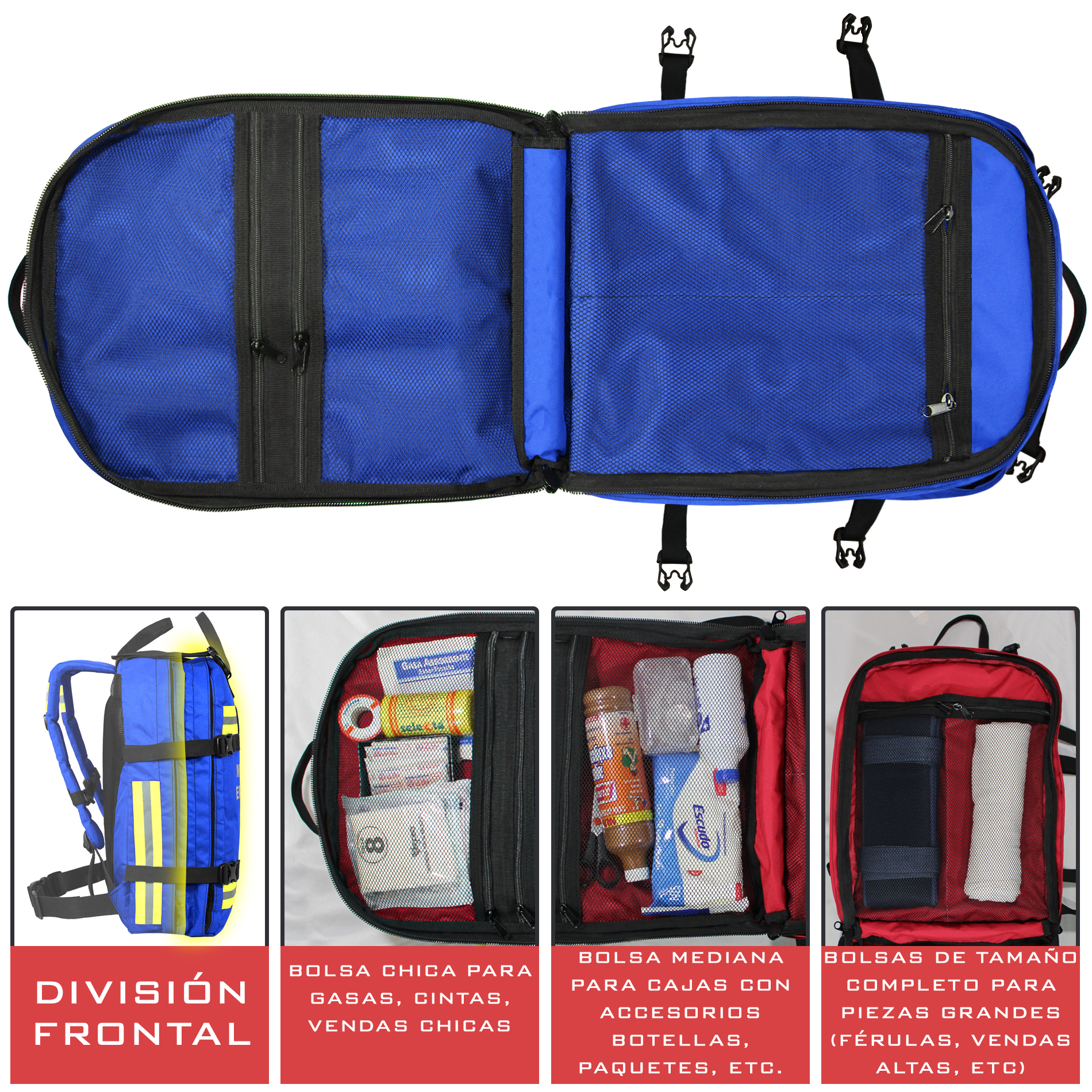 Mochila de Emergencias Botiquín Primeros Auxilios | Paramédico, Deportivo, Hogar, Oficina, Escuela | Color Azul con Negro | Artical 5