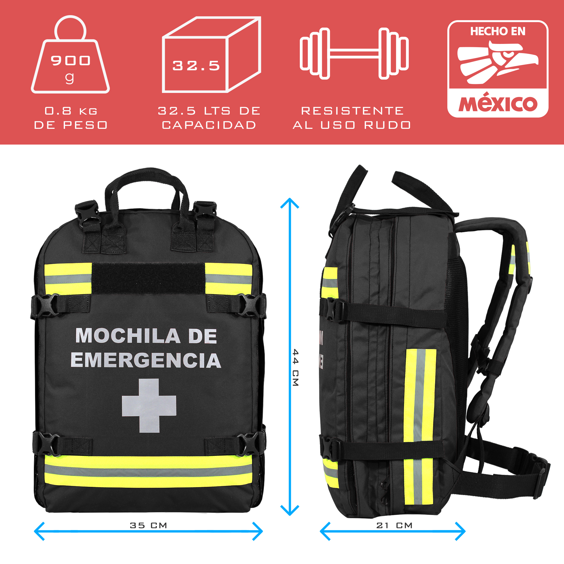 Mochila de Emergencias Botiquín Primeros Auxilios | Paramédico, Deportivo, Hogar, Oficina, Escuela | Color Negro | Artical 5
