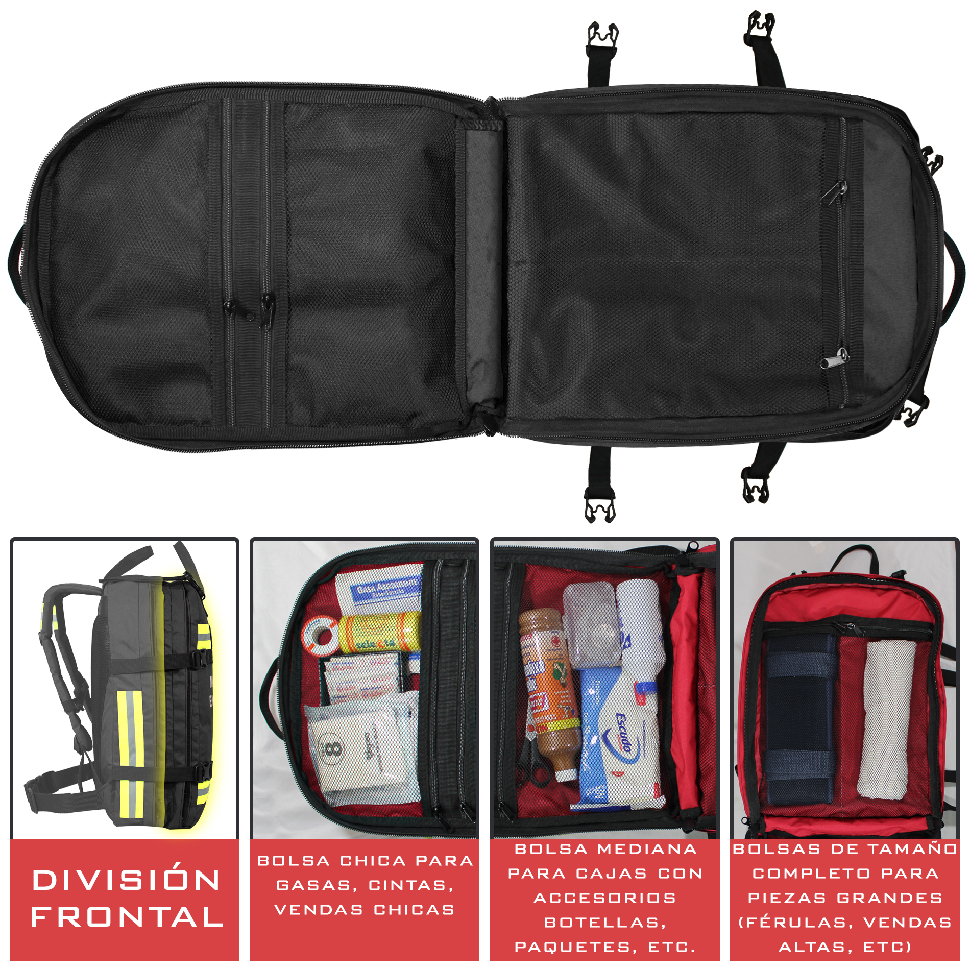 Mochila de Emergencias Botiquín Primeros Auxilios | Paramédico, Deportivo, Hogar, Oficina, Escuela | Color Negro | Artical 5