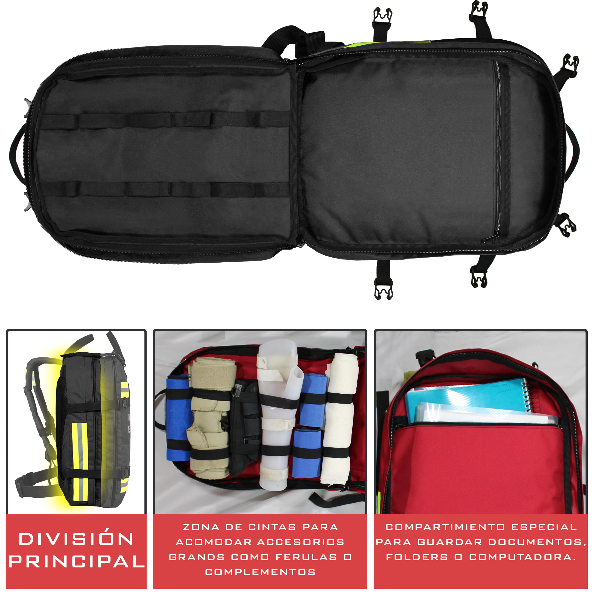 Mochila de Emergencias Botiquín Primeros Auxilios | Paramédico, Deportivo, Hogar, Oficina, Escuela | Color Negro | Artical 5