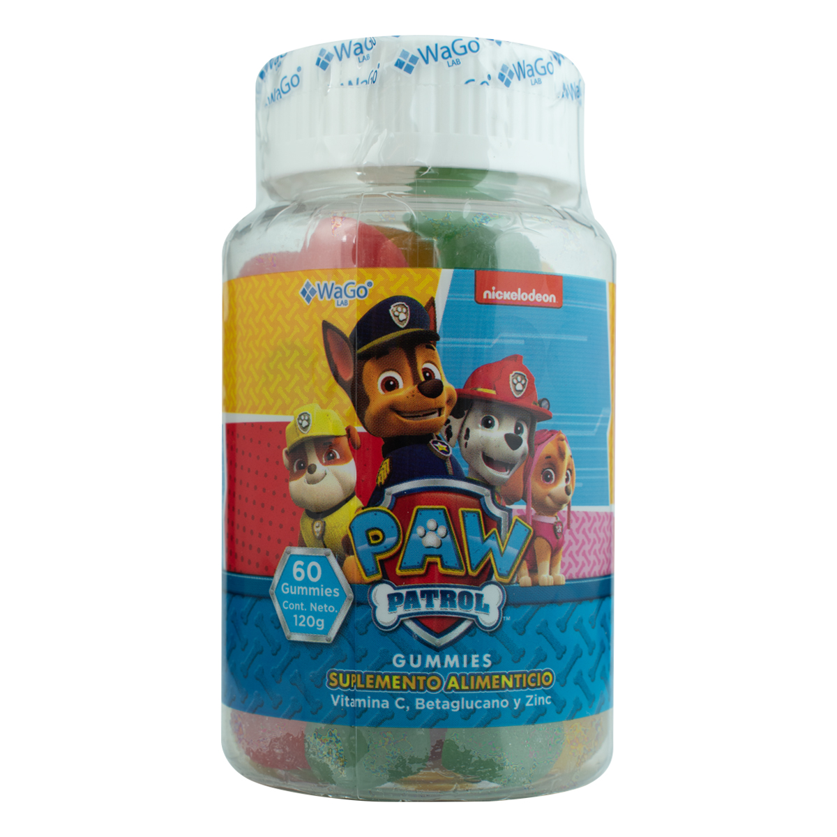 Gummies Paw Patrol WaGo LAB 60 Pzas. Cont.120 g Gomitas con Vitamina C, Betaglucano y Zinc