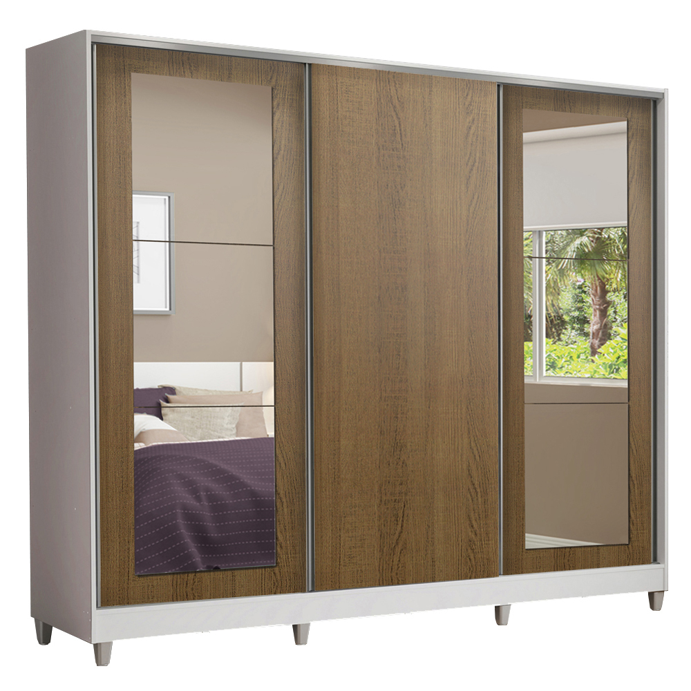 Ropero Closet Madesa 3 Puertas 2 Espejos con Pies BM 03.