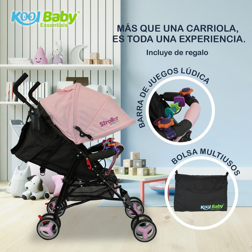 Carriola De Bastón Plegable Para Bebé Kool Baby Car-104 Color Rosa.