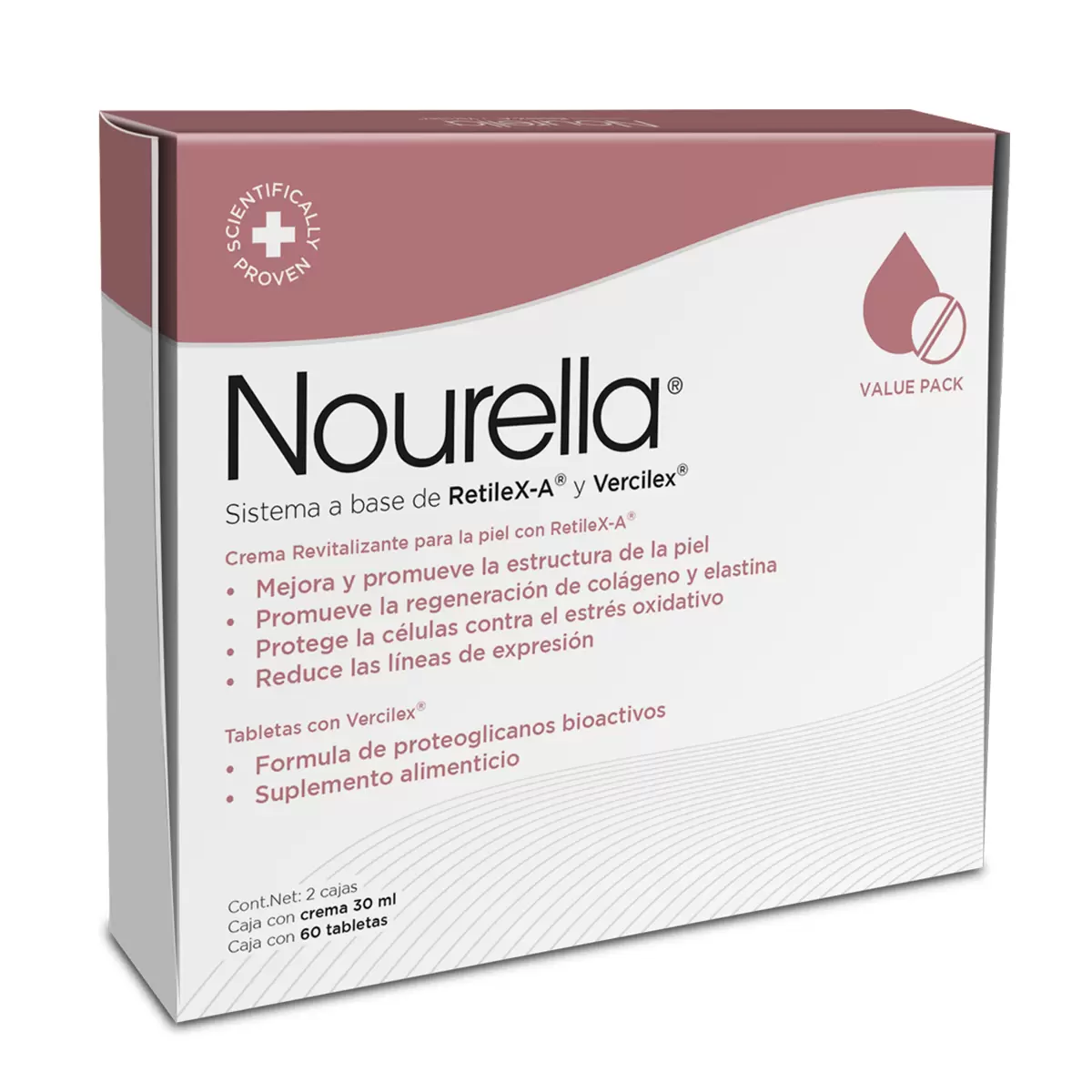 Tratamiento Rejuvenecedor Nourella Crema Retile X-A 30ml + Tabletas Vercilex 60 tabs 