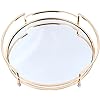 A Manis Zuo - Bandeja decorativa de espejo de 12 pulgadas, bandeja dorada, bandeja de metal para servir espejo, bandeja de cambiador de vidrio, bandejas decorativas, bandeja de baño, bandeja de perfume.