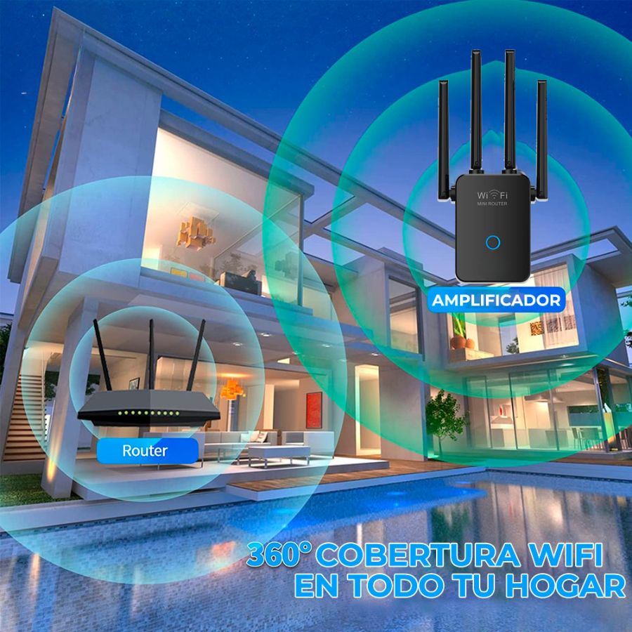 Repetidor Wifi 2.4G Amplificador Senal 1200mbps 110 230v Wps