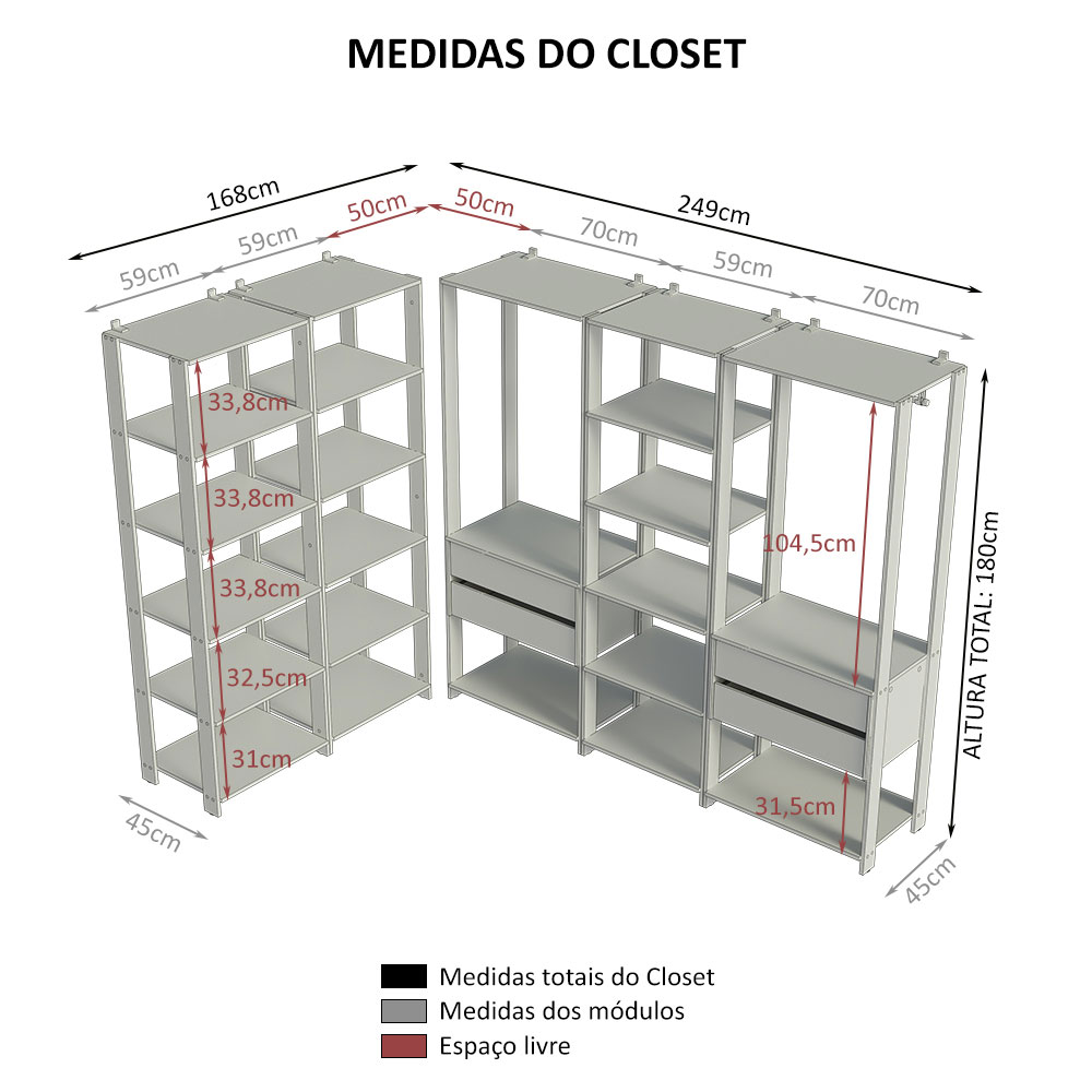 Ropero Closet Organizador Abierto Modular Madesa Valencia.