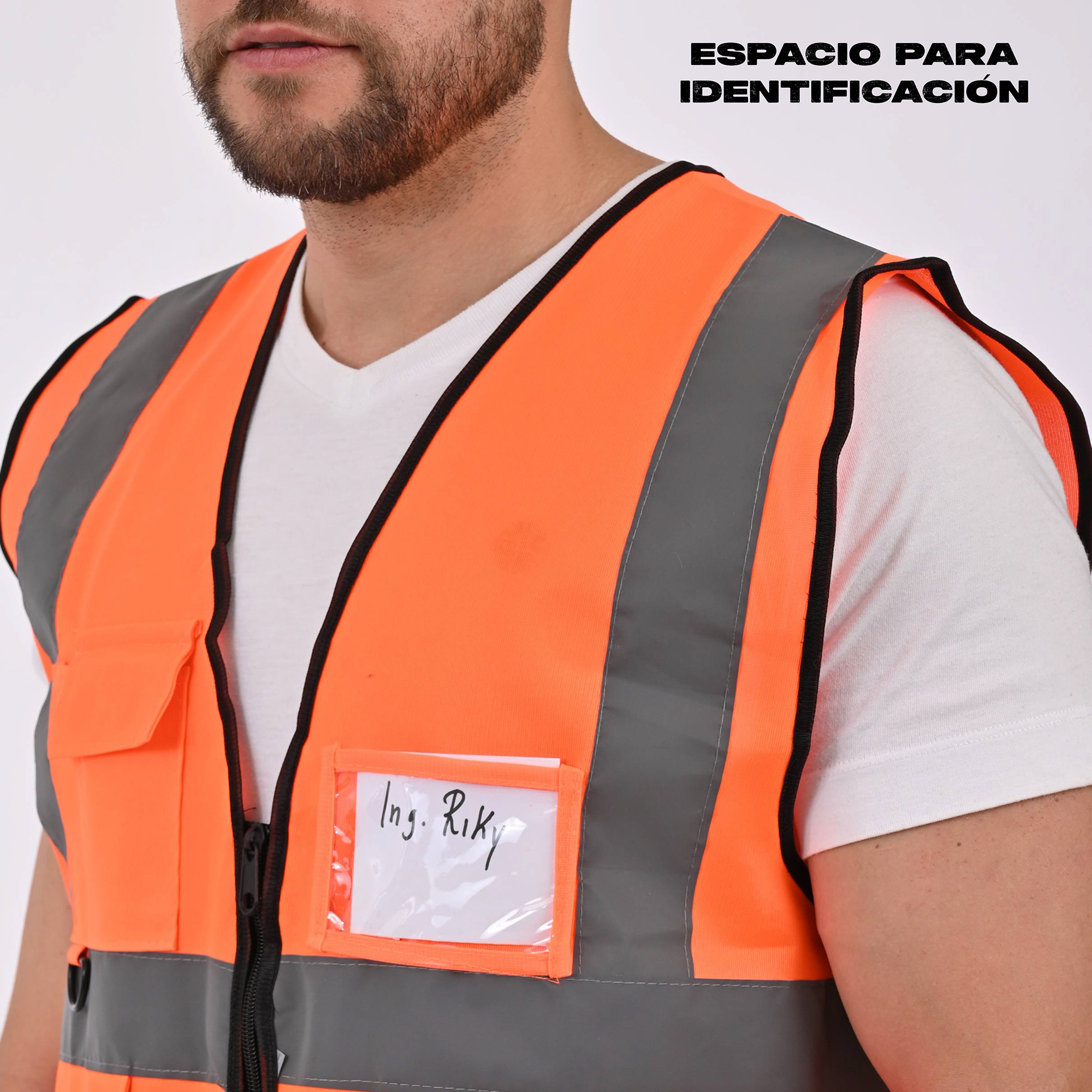 PAQUETE DE 3 CHALECOS DE SEGURIDAD CON CIERRE Y TIRAS REFLEJANTES..