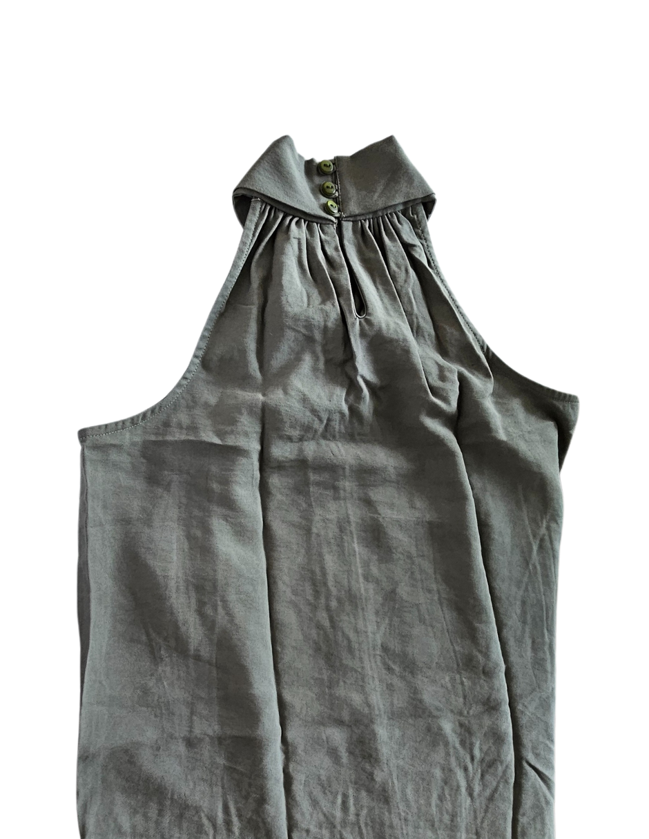 Blusa cuello halter Behla J&B Talla M Color Verde Aceituna.