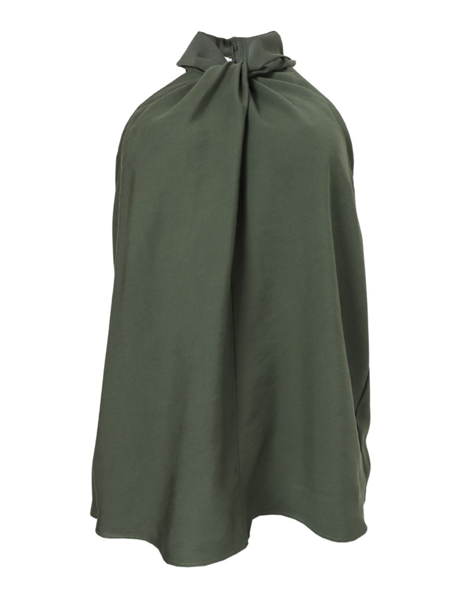 Blusa cuello halter Behla J&B Talla M Color Verde Aceituna.