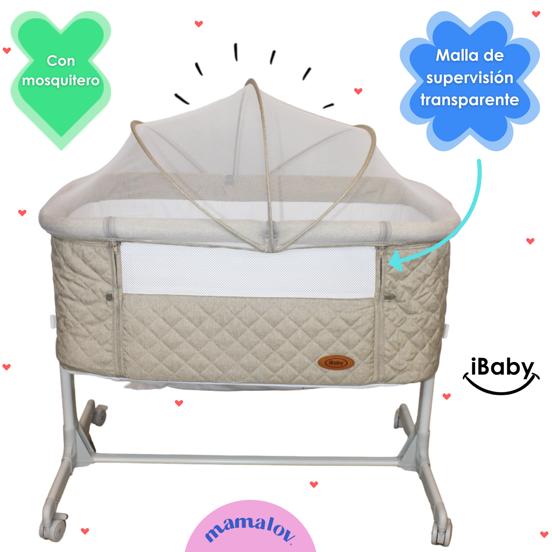 Colecho Para Bebé Con Posición Anti Reflujo | Mau - Beige - Ibaby