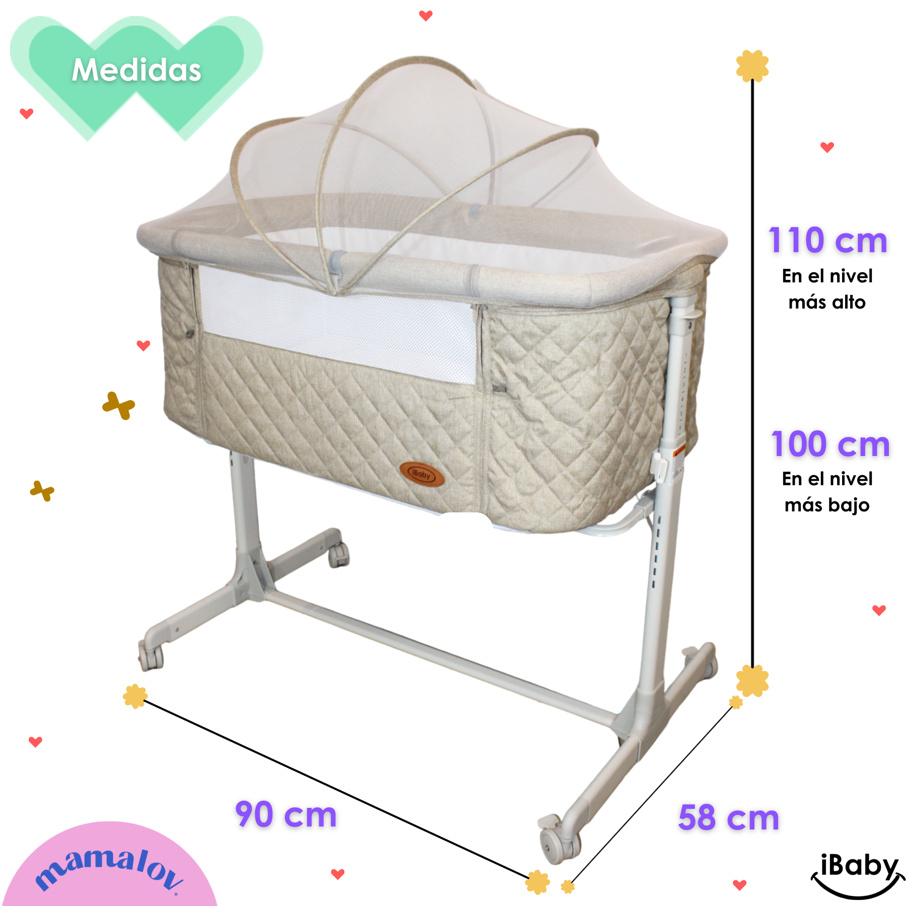 Colecho Para Bebé Con Posición Anti Reflujo | Mau - Beige - Ibaby