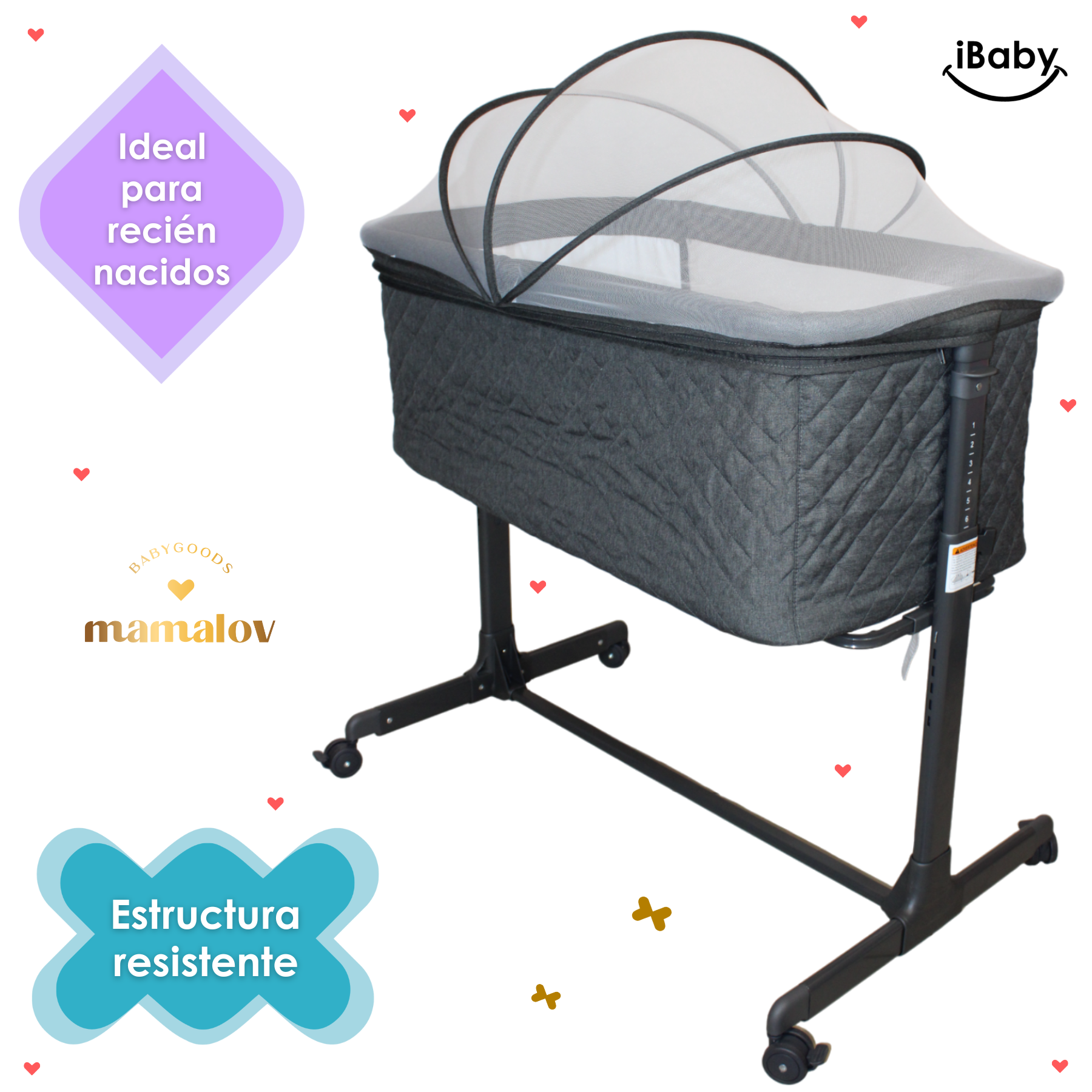 Colecho Para Bebé Con Posición Anti Reflujo | Mau - Negro - Ibaby