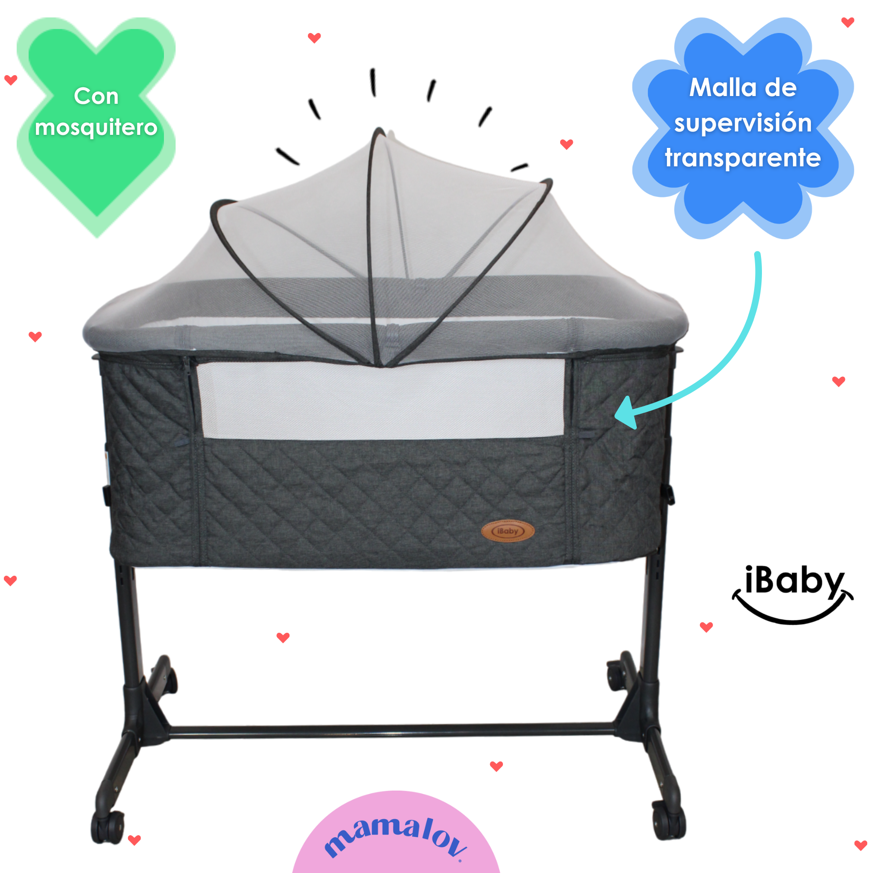 Colecho Para Bebé Con Posición Anti Reflujo | Mau - Negro - Ibaby