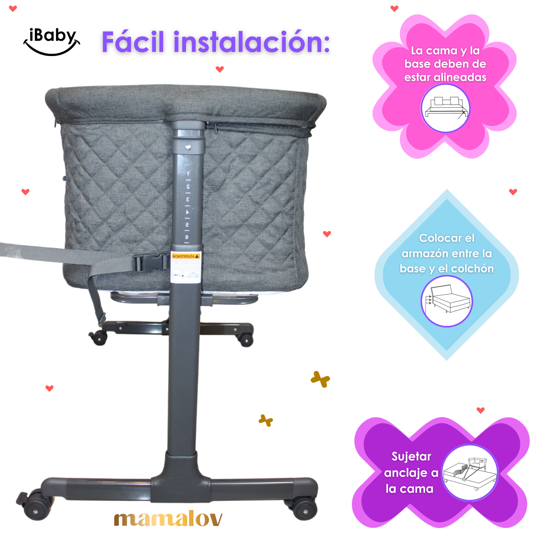 Colecho Para Bebé Con Posición Anti Reflujo | Mau - Negro - Ibaby