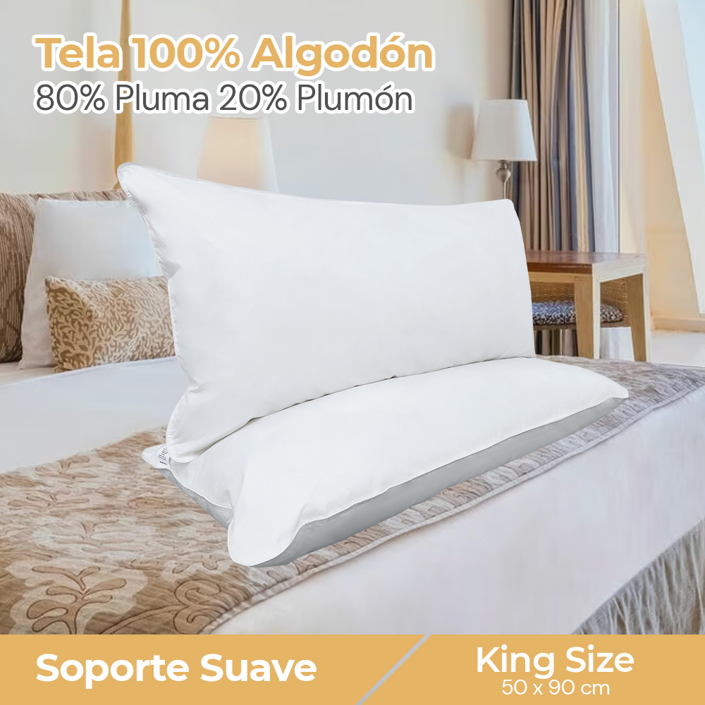 2 Almohadas De Pluma/plumón De Ganso Natural 80/20 King Size.