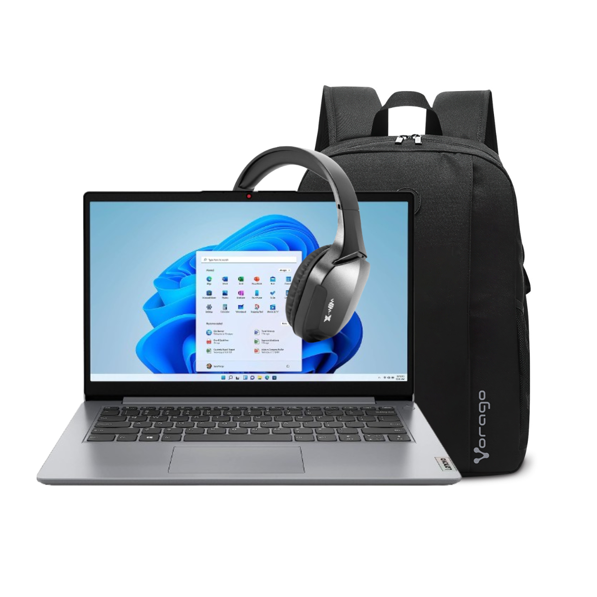 Combo Laptop Lenovo Ideapad 1 14IGL7 Intel Celeron N4020 4GB 128GB HD W11H + Audífonos Bluetooth y Mochila.