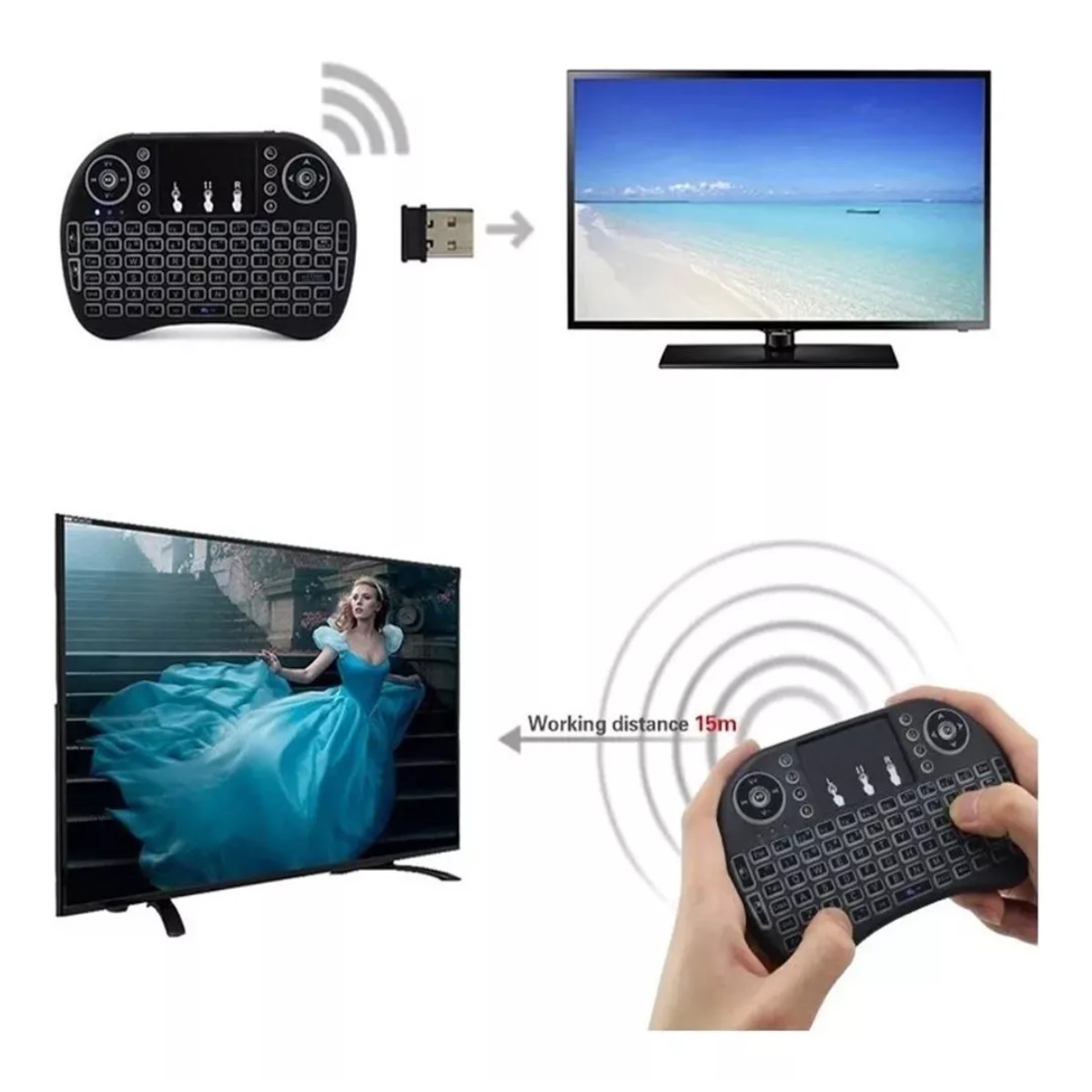 Mini Teclado Pc Inalambrico Bluetooth Touchpad Iluminado gamer consola tv box smart tv pantalla led.