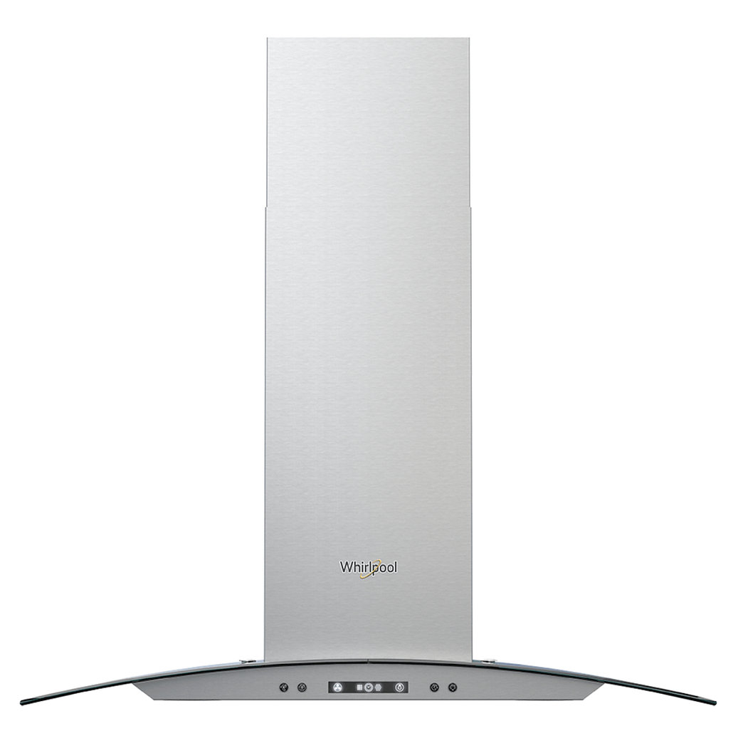 Campana Pared Whirlpool WHW7610S de 76 cm Purificadora Acero Inox y Cristal.