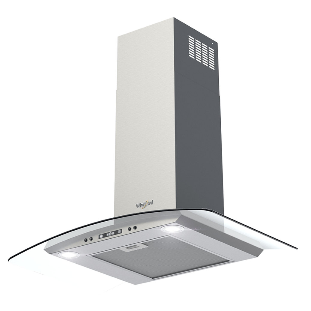 Campana Pared Whirlpool WHW7610S de 76 cm Purificadora Acero Inox y Cristal.