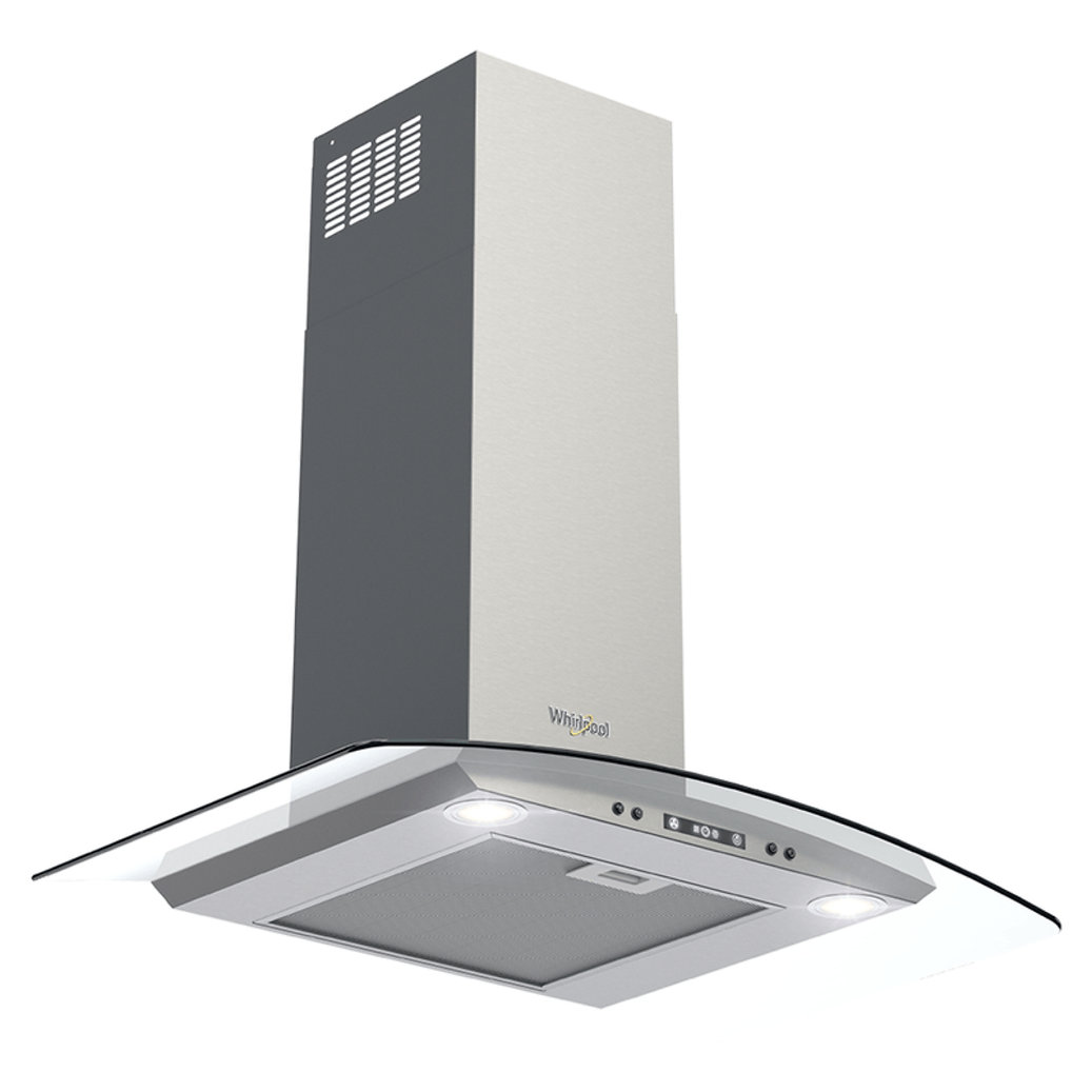 Campana Pared Whirlpool WHW7610S de 76 cm Purificadora Acero Inox y Cristal.