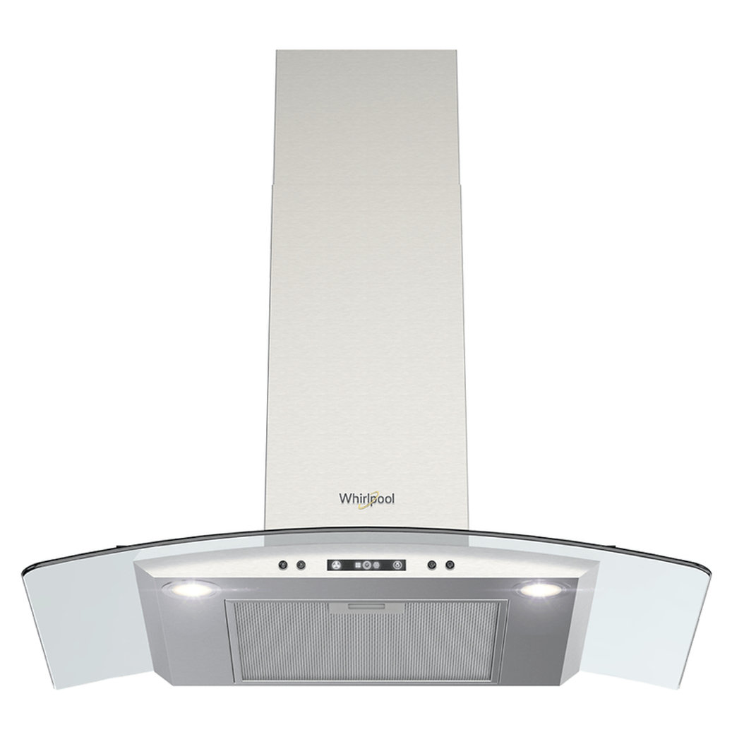 Campana Pared Whirlpool WHW7610S de 76 cm Purificadora Acero Inox y Cristal.