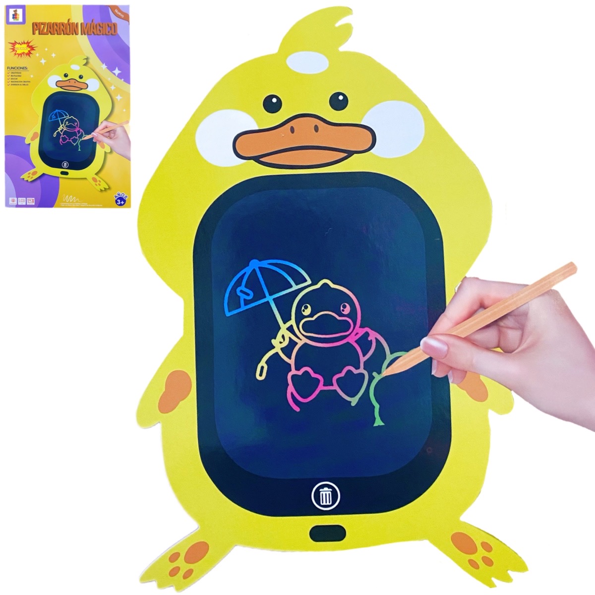 Pizarron Magico Pato Lcd 16 Pulgadas Dibujo Escritura Tablet Patito 32cm.