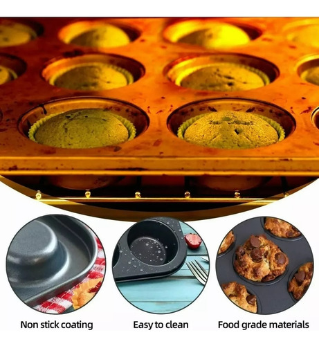 Set 2 Charolas Para Pan 24 Moldes Cupcakes 100 Capacillos.