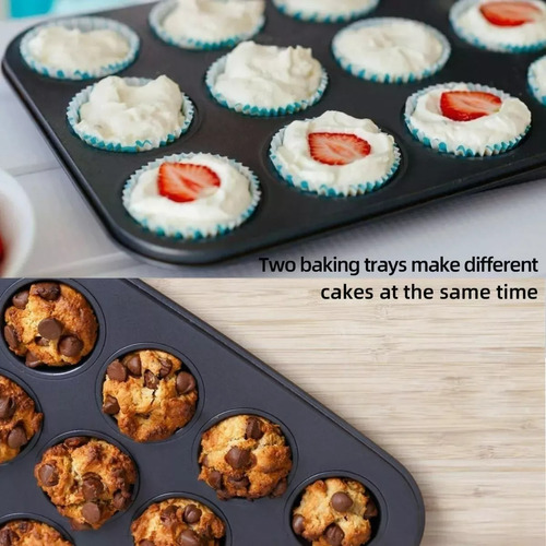 Set 2 Charolas Para Pan 24 Moldes Cupcakes 100 Capacillos.