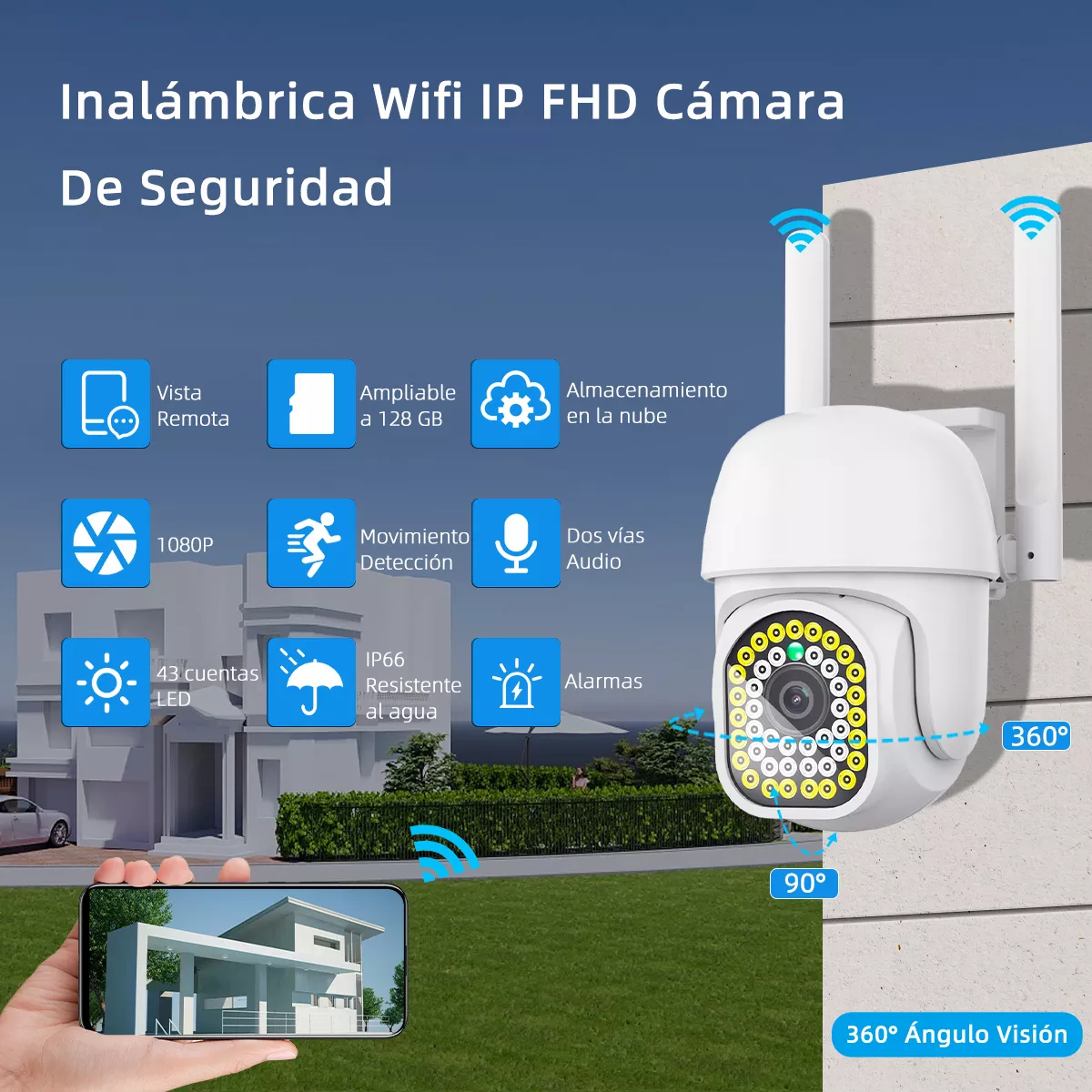 Cámaras De Seguridad Vigilancia Exterior Wifi Inalambricas QIGO Q43