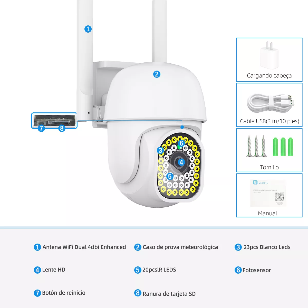 Cámaras De Seguridad Vigilancia Exterior Wifi Inalambricas QIGO Q43