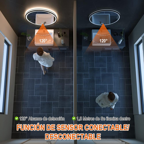 Inducción Human Espejo Led Baño Touch 3 Modo Con Antivaho.