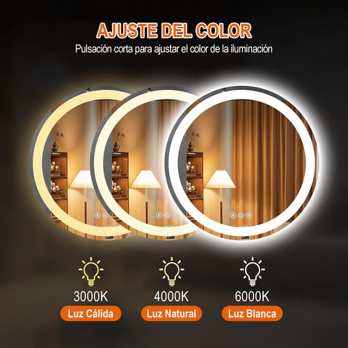 Inducción Human Espejo Led Baño Touch 3 Modo Con Antivaho.