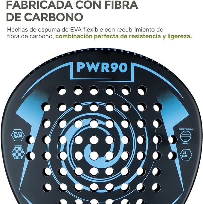 A Hikeo Pala de Pádel con Funda, 3 Pelotas y Grip, Kit de Raqueta para Pádel Fabricada con Espuma EVA Flexible y 100% Fibra de Carbono, Resistente y Ligera, para Principiantes e Intermedios.