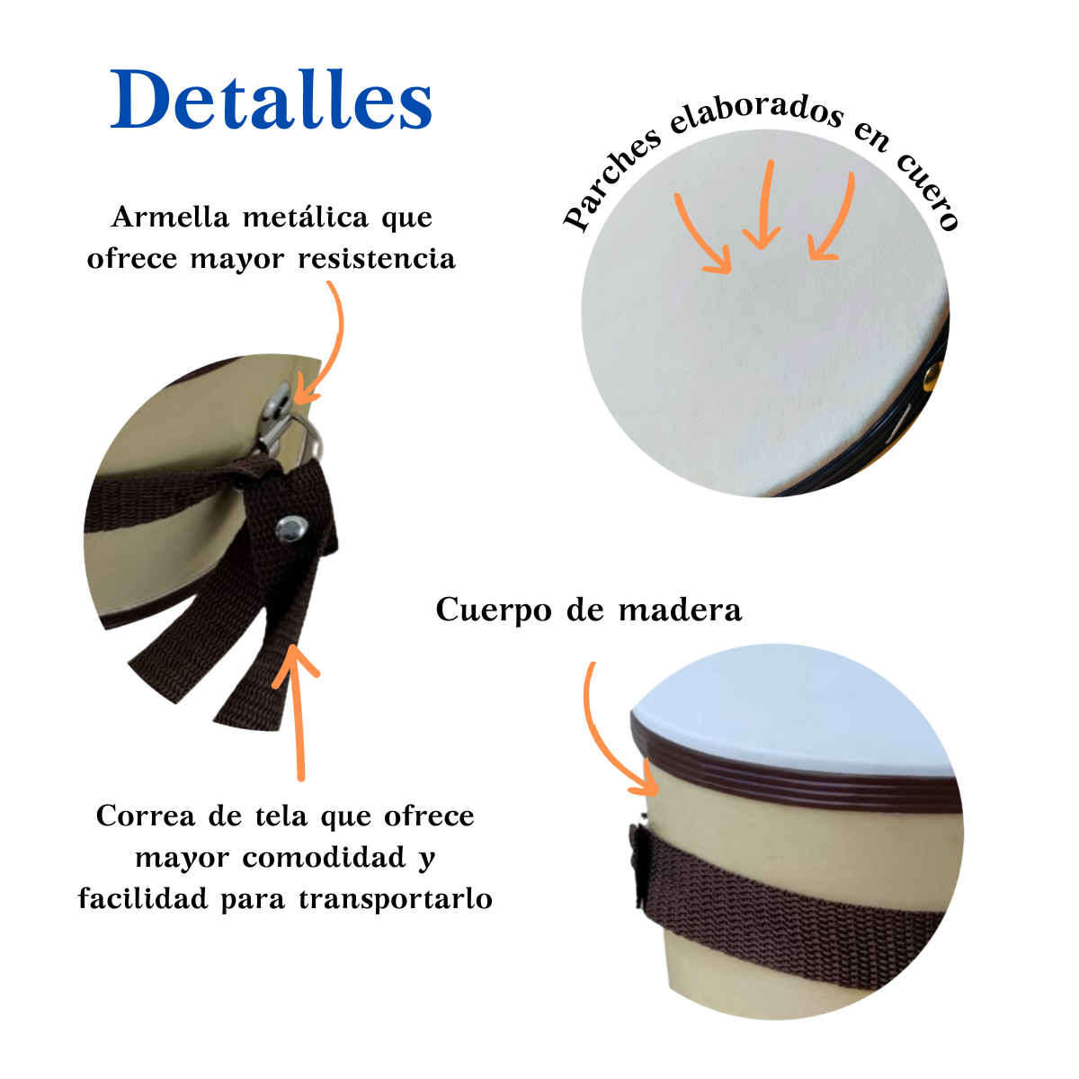 Instrumento Musical Tambor Didáctico Jumbo #10: Madera, Piel y Sonido.