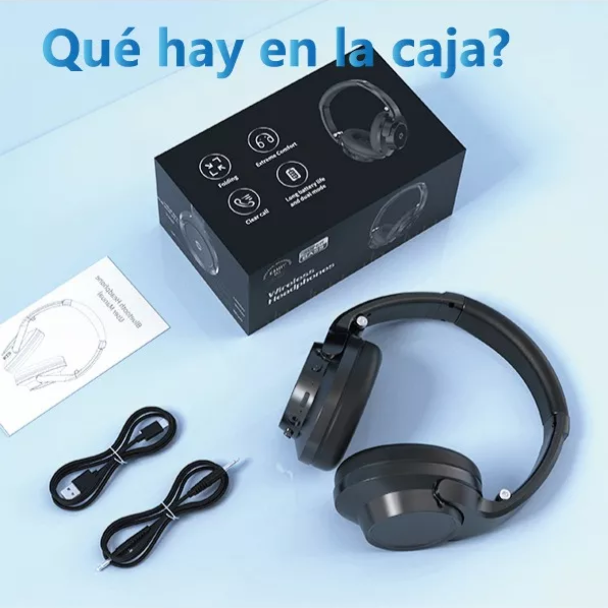 Audífonos Inalambricos Bluetooth Diadema Con Micrófono Negro