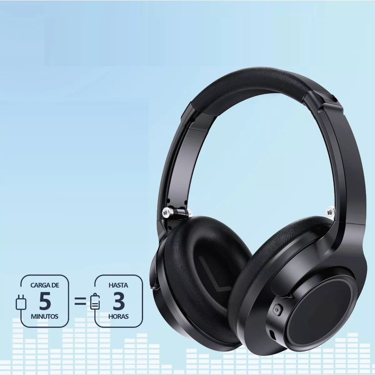 Audífonos Inalambricos Bluetooth Diadema Con Micrófono Negro
