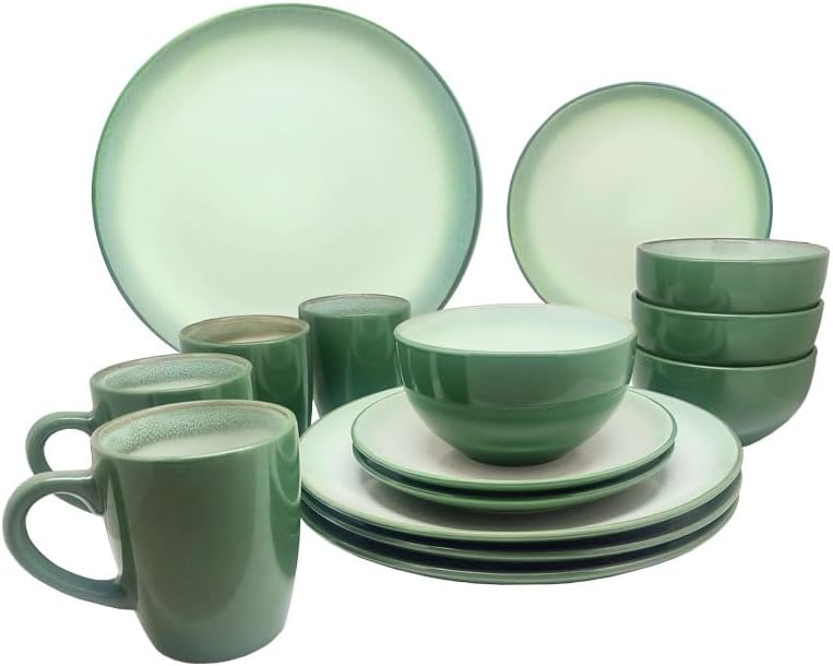 Vajilla Verde 16pz Cerámica Resistente - Royal Haus 