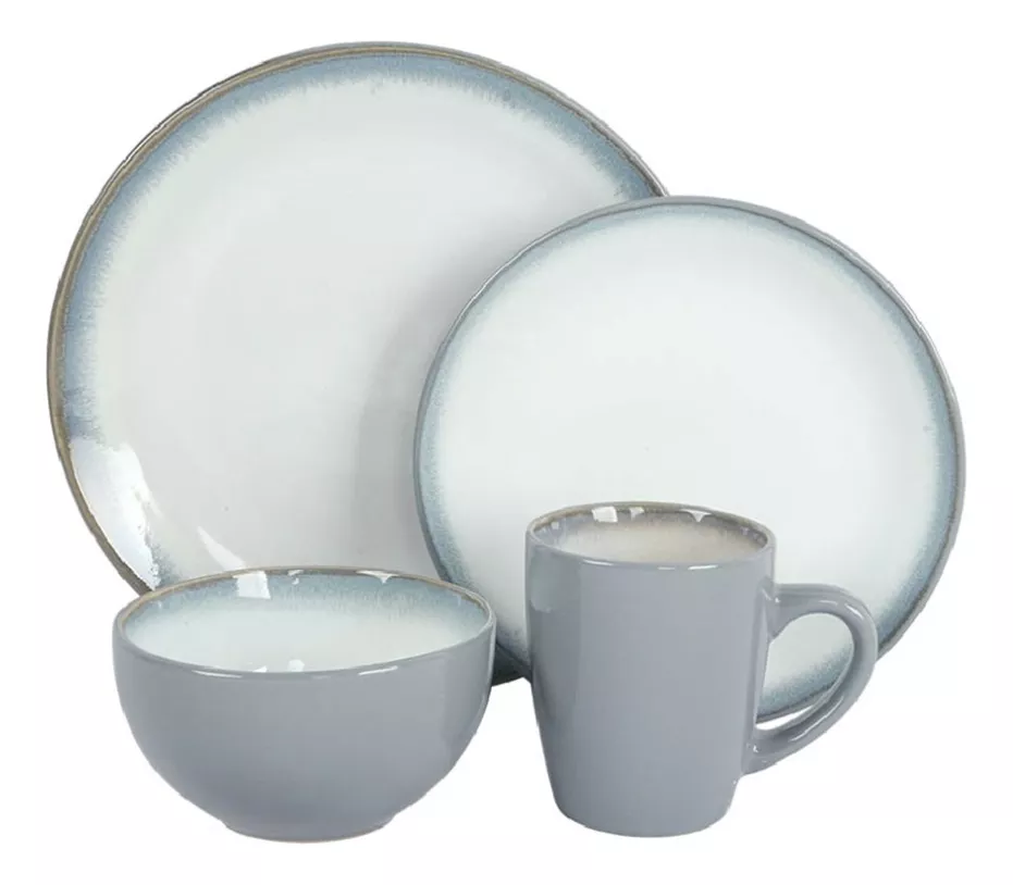  Vajilla Gris 16 piezas de  Cerámica Resistente - Royal Haus