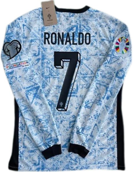 Nuevo! Jersey Portugal 2024/2025 Manga Larga Visita Azul Cristiano