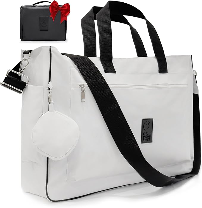 A Bolsa grande para mujer, bolsa de playa grande con cierre, bolsa de mano impermeable, resistente a manchas, bolsa de fin de semana para mujer, regalos adicionales: soporte para cosméticos y cartera..