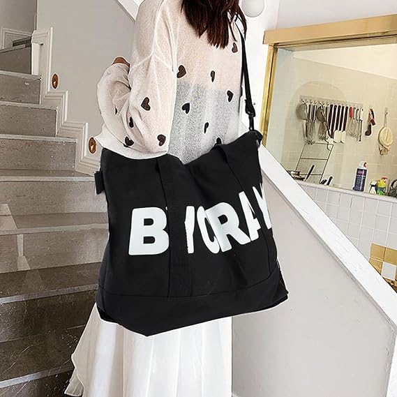 A 【Gran Capacidad】 Bolsas de Lona para Mujer,Bolsa Grande para Mujer,Bolsas de Mujer Grande,50X35X35cm,Fuerte y Resistente,Resistente a La Suciedad, Para Escuela, Viajes, Oficina.