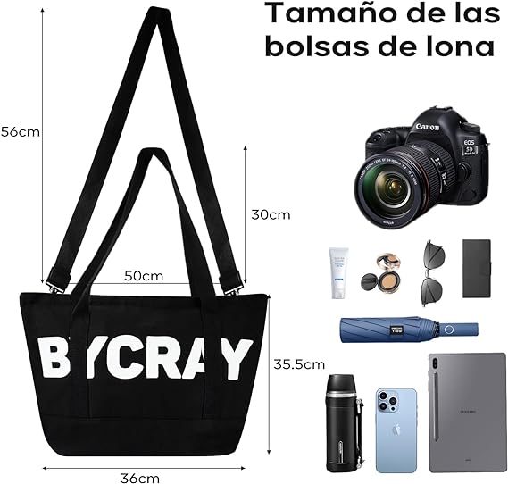 A 【Gran Capacidad】 Bolsas de Lona para Mujer,Bolsa Grande para Mujer,Bolsas de Mujer Grande,50X35X35cm,Fuerte y Resistente,Resistente a La Suciedad, Para Escuela, Viajes, Oficina.